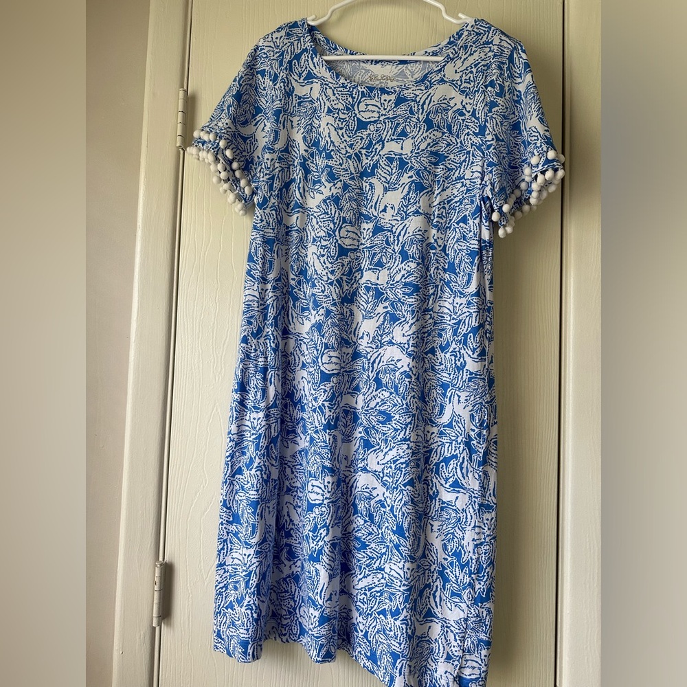 Lilly Pulitzer Lissie Dress in Costal Blue Fancy Feet, size L